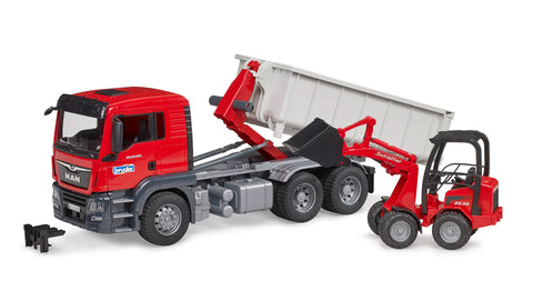 Man TGS truck with roll-off and loader 1:16