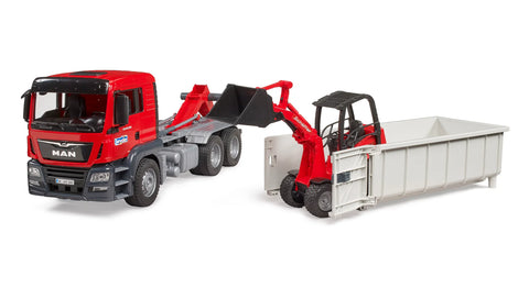Man TGS truck with roll-off and loader 1:16