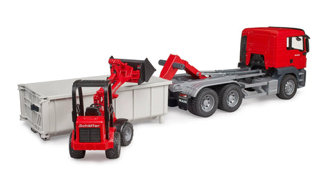 Man TGS truck with roll-off and loader 1:16