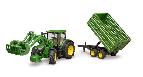 John Deere 7R350 with loader and trailer 1:16